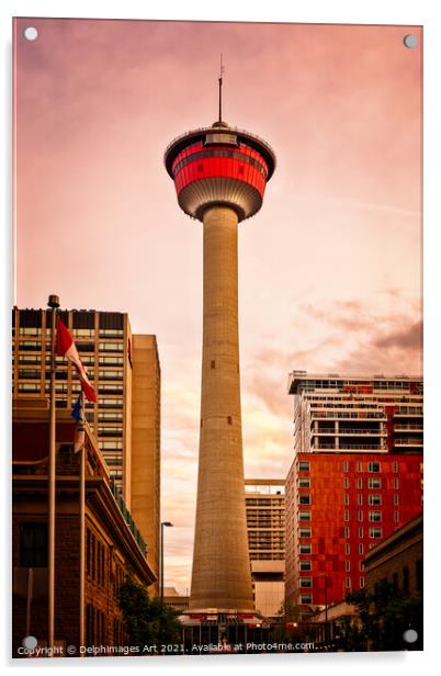 Calgary tower at sunset, Alberta, Canada Acrylic by Delphimages Art
