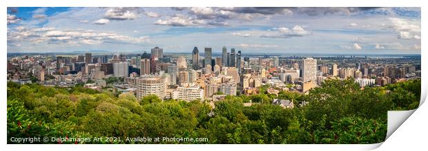 Panorama of Montreal downtown in summer, Quebec Print by Delphimages Art