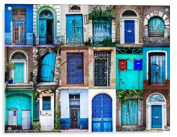 Collection of blue doors around the world Acrylic by Delphimages Art