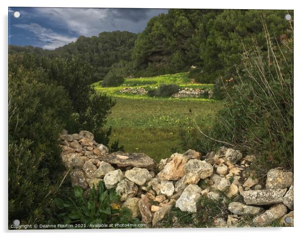Flowering Hillside Spring Pasture Menorca Acrylic by Deanne Flouton