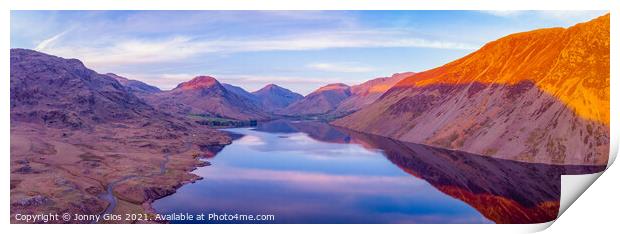 Up up high at Wast Water Print by Jonny Gios