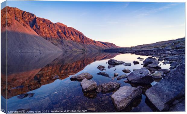 Wast Water Shoreline Sunset Canvas Print by Jonny Gios