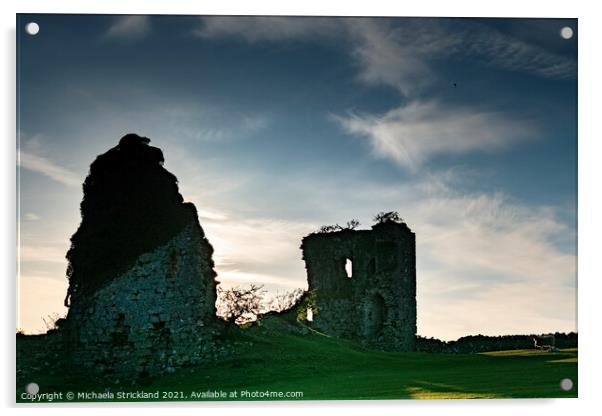 Gleaston Castle sunset Acrylic by Michaela Strickland
