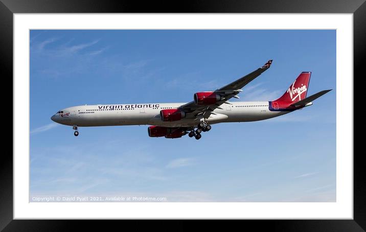 Virgin Atlantic Airbus A340 Panorama  Framed Mounted Print by David Pyatt