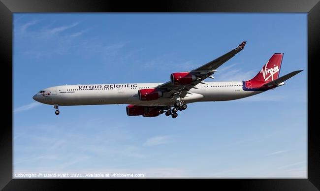 Virgin Atlantic Airbus A340 Panorama  Framed Print by David Pyatt
