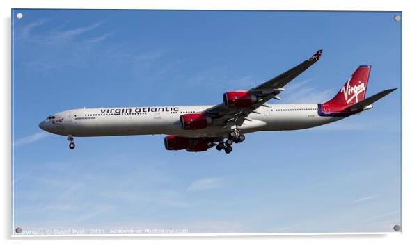 Virgin Atlantic Airbus A340 Panorama  Acrylic by David Pyatt