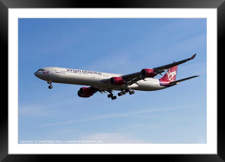 Virgin Atlantic Airbus A340-642          Framed Mounted Print by David Pyatt