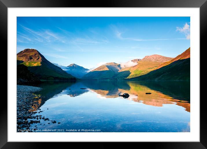 Wastwater on a tranquil summers evening. Framed Mounted Print by John Henderson