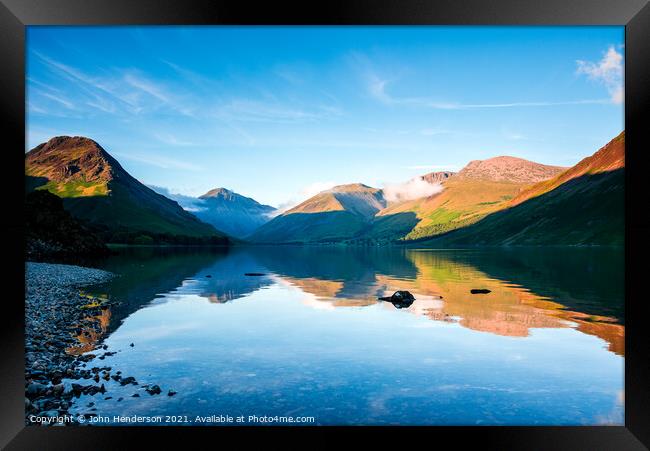 Wastwater on a tranquil summers evening. Framed Print by John Henderson