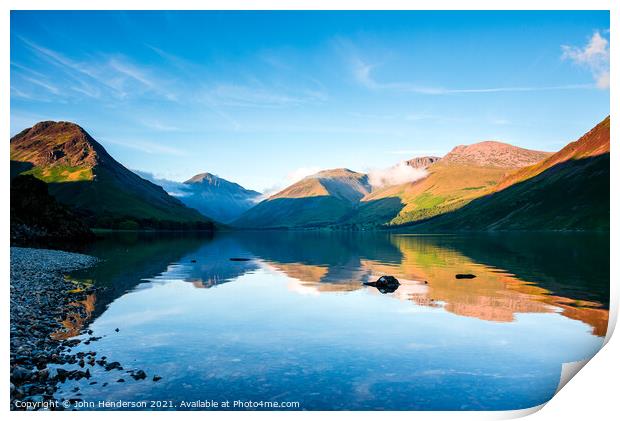 Wastwater on a tranquil summers evening. Print by John Henderson