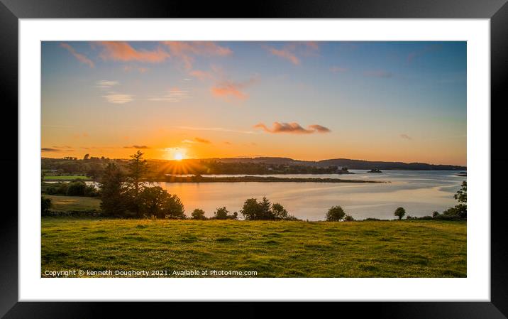 sunset over Sheephaven bay Framed Mounted Print by kenneth Dougherty