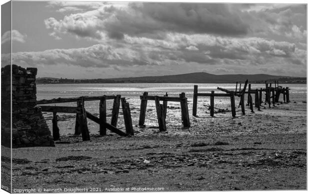 fahan pier black and white Canvas Print by kenneth Dougherty