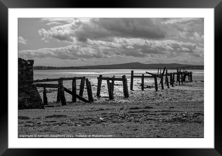 fahan pier black and white Framed Mounted Print by kenneth Dougherty