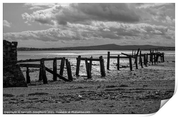 fahan pier black and white Print by kenneth Dougherty