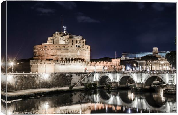 Castel Sant'Angelo at night Canvas Print by Maria Vonotna
