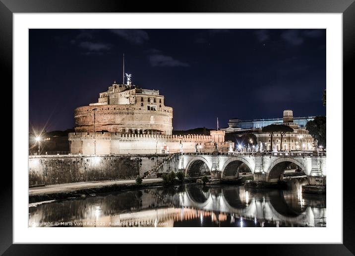 Castel Sant'Angelo at night Framed Mounted Print by Maria Vonotna