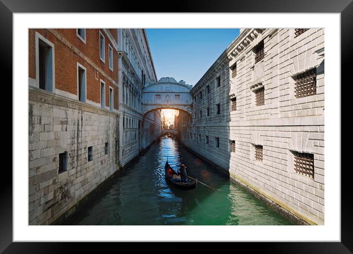 Venice, Landmark Bridge of Sighs Framed Mounted Print by Elijah Lovkoff