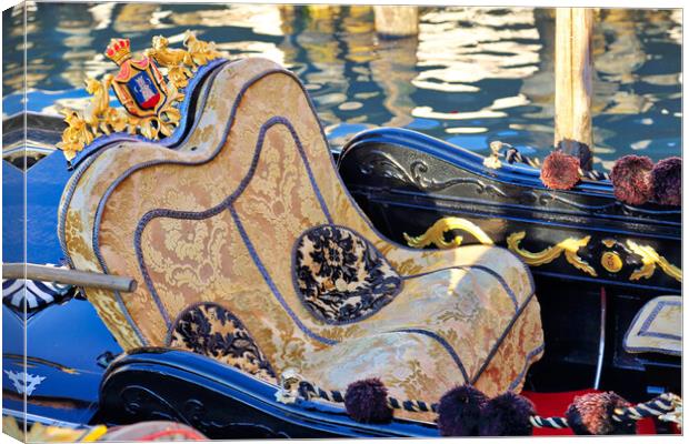 Luxury Gondola waiting for tourists near Rialto Bridge in Venice Canvas Print by Elijah Lovkoff