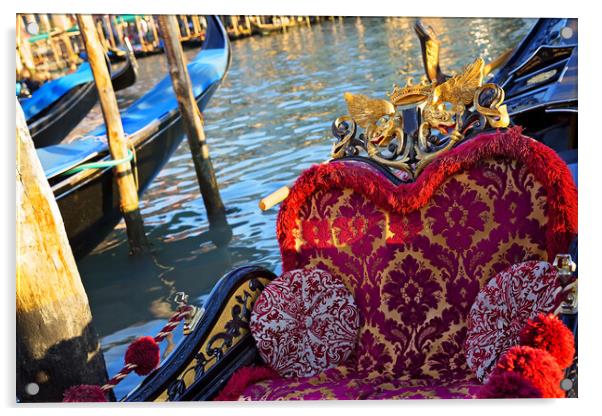 Luxury Gondola waiting for tourists near Rialto Bridge in Venice Acrylic by Elijah Lovkoff