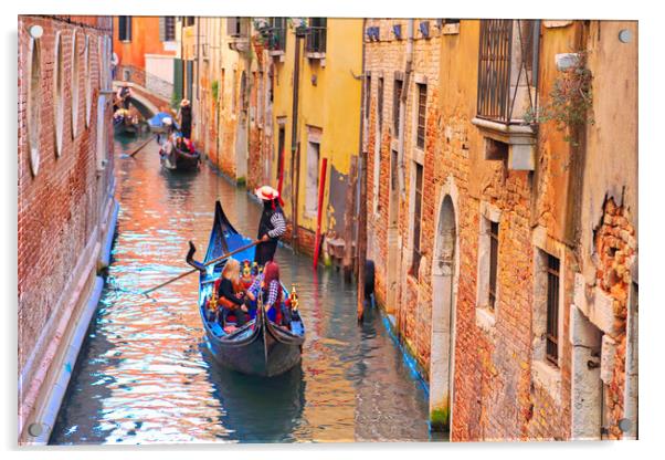Luxury Gondola waiting for tourists near Rialto Bridge in Venice Acrylic by Elijah Lovkoff