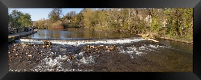 Bakewell Horseshoe River Weir Panoramic  Framed Print by Holly Burgess