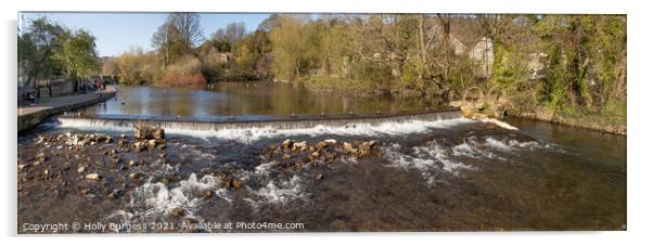 Bakewell Horseshoe River Weir Panoramic  Acrylic by Holly Burgess
