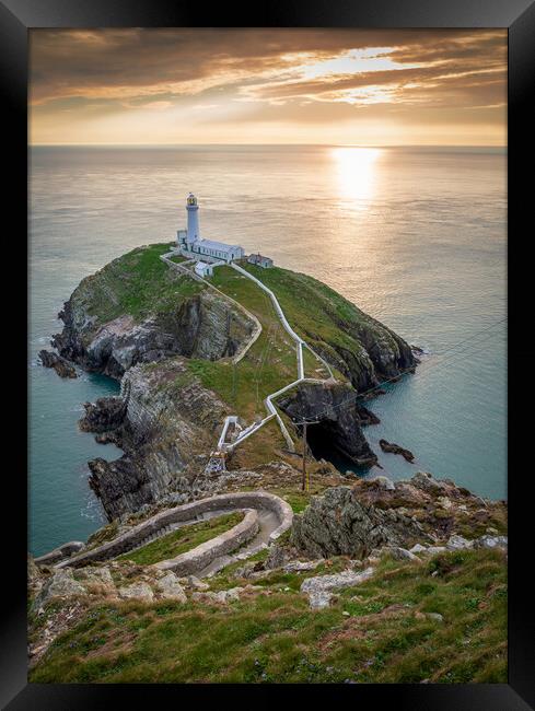 South Stack lighthouse in North Wales Framed Print by Leighton Collins