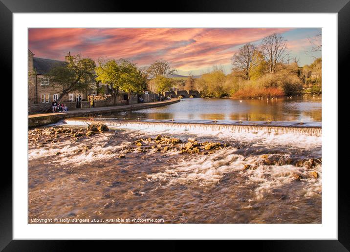 Bakewell river wye taken at sunset  Framed Mounted Print by Holly Burgess
