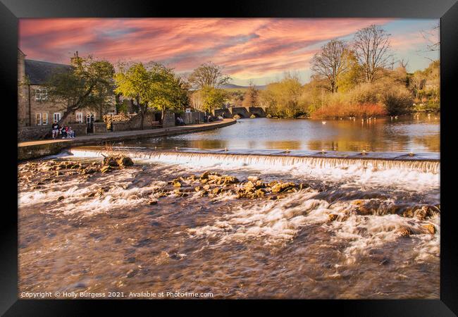 Bakewell river wye taken at sunset  Framed Print by Holly Burgess