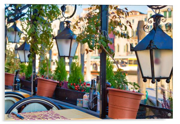 Restaurant terrace near a landmark in Venice Acrylic by Elijah Lovkoff