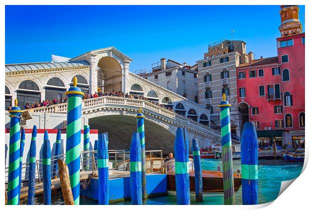 Venice, Italy. Landmark Rialto Bridge, one of the most visited Venice landmark locations Print by Elijah Lovkoff