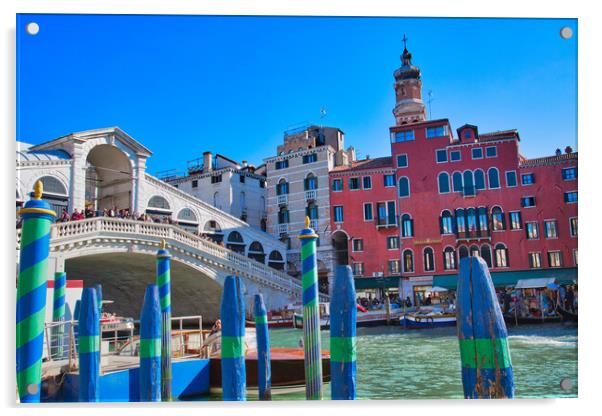 Venice, Italy. Landmark Rialto Bridge, one of the most visited Venice landmark locations Acrylic by Elijah Lovkoff