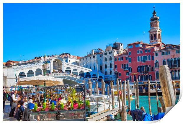 Venice, Italy. Landmark Rialto Bridge, one of the most visited Venice landmark locations Print by Elijah Lovkoff