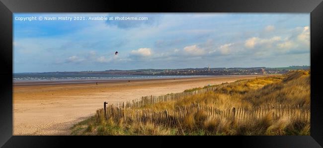 St. Andrews, West Sands Beach, Panorama Framed Print by Navin Mistry