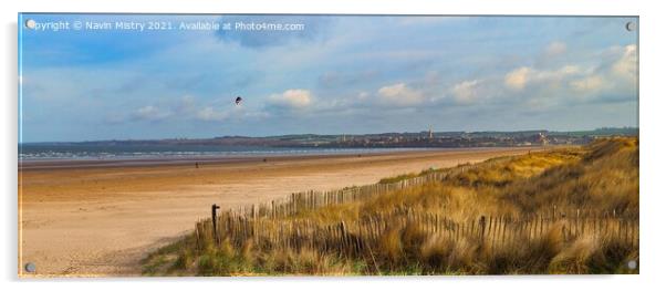 St. Andrews, West Sands Beach, Panorama Acrylic by Navin Mistry