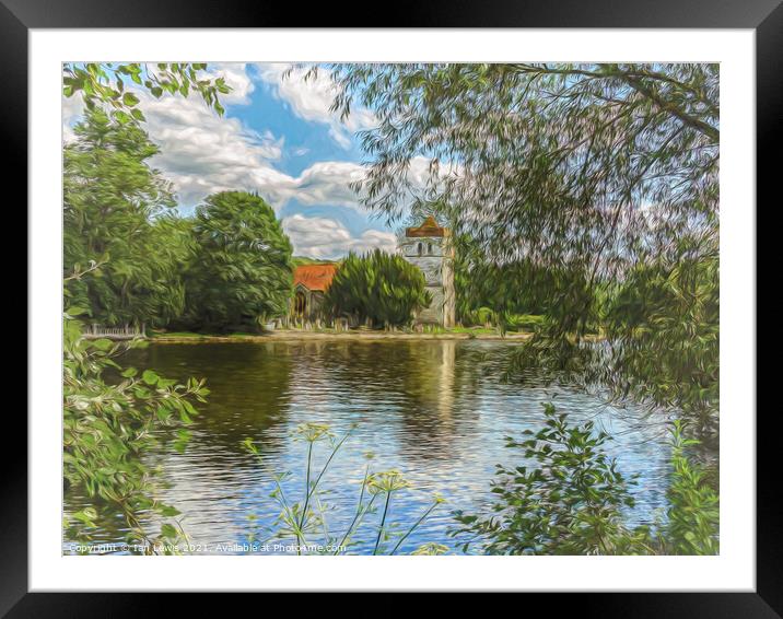 Across The Thames To Bisham Church Framed Mounted Print by Ian Lewis