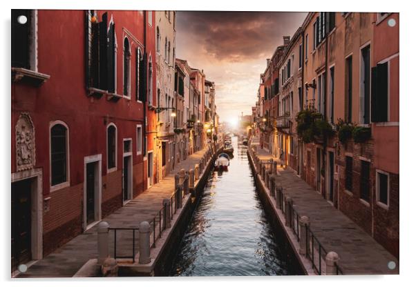 Scenic colorful Venice streets near landmark Rialto Bridge in historic city center Acrylic by Elijah Lovkoff