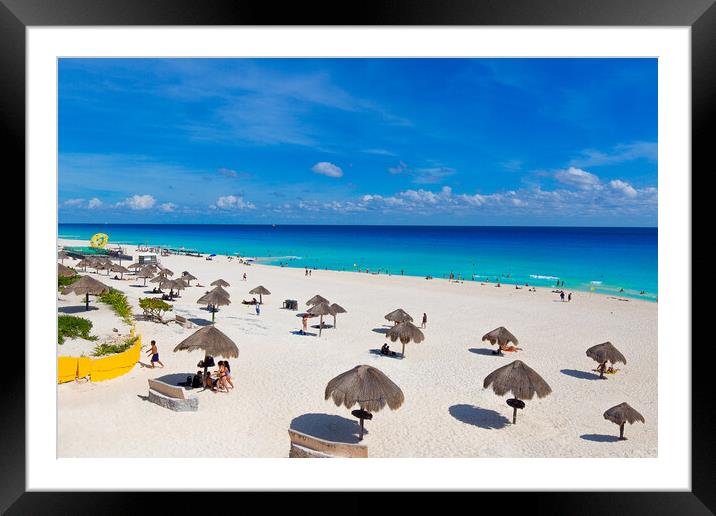 Cancun, Mexico , Playa Delfines (Dolphin Beach) Framed Mounted Print by Elijah Lovkoff