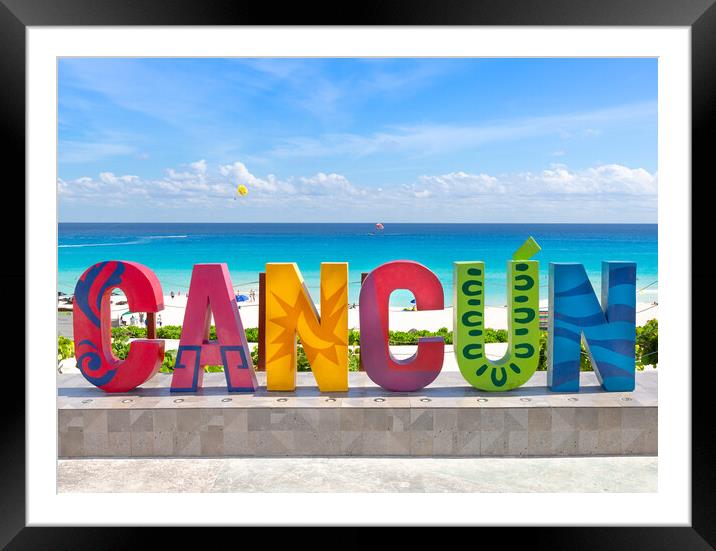 Cancun, Playa Delfines (Dolphin Beach)  Framed Mounted Print by Elijah Lovkoff