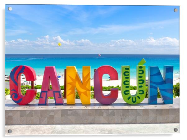 Cancun, Playa Delfines (Dolphin Beach)  Acrylic by Elijah Lovkoff