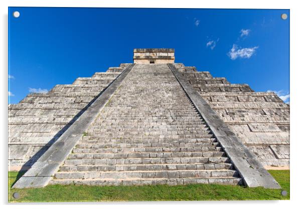 Chichen Itza, one of the largest Maya cities, a large pre-Columb Acrylic by Elijah Lovkoff