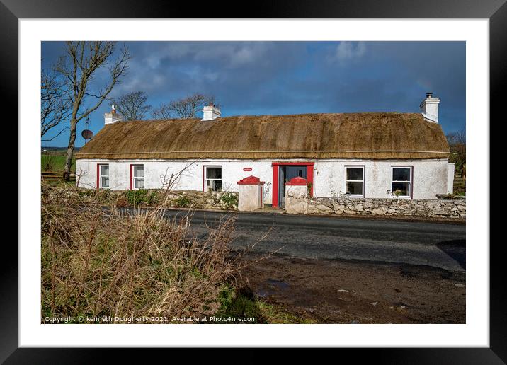 Irish thatched cottage  Framed Mounted Print by kenneth Dougherty