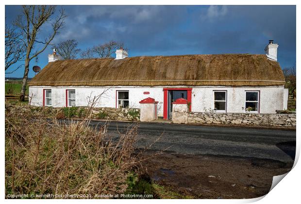 Irish thatched cottage  Print by kenneth Dougherty