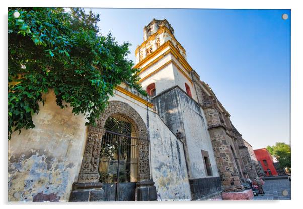 Parish of San Juan Bautista on Hidalgo square in Coyoacan Acrylic by Elijah Lovkoff