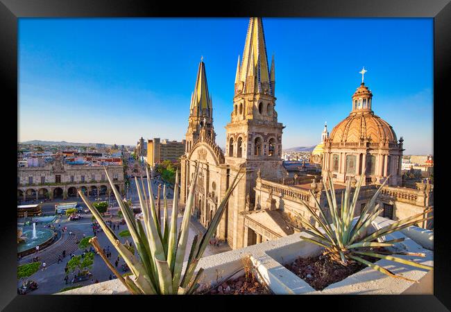 Guadalajara, Central Landmark Cathedral Framed Print by Elijah Lovkoff