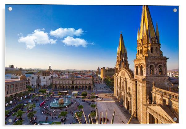 Guadalajara, Jalisco, Mexico, Central Landmark Cathedral Acrylic by Elijah Lovkoff