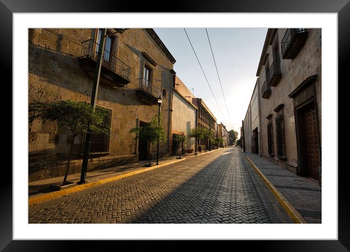 Guadalajara streets in historic center Framed Mounted Print by Elijah Lovkoff