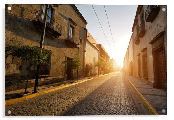 Guadalajara streets in historic center Acrylic by Elijah Lovkoff