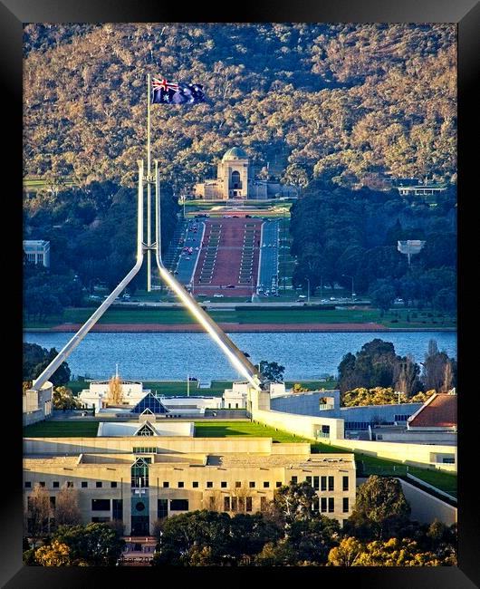 Parliament and War Memorial Canberra Australia 2 Framed Print by Steven Ralser