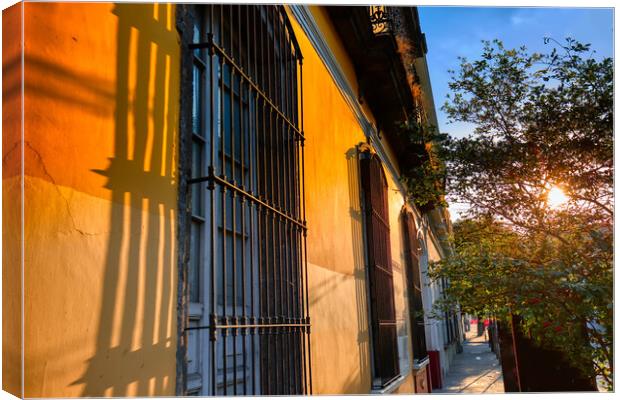 Colorful Guadalajara streets in historic city center near Centra Canvas Print by Elijah Lovkoff